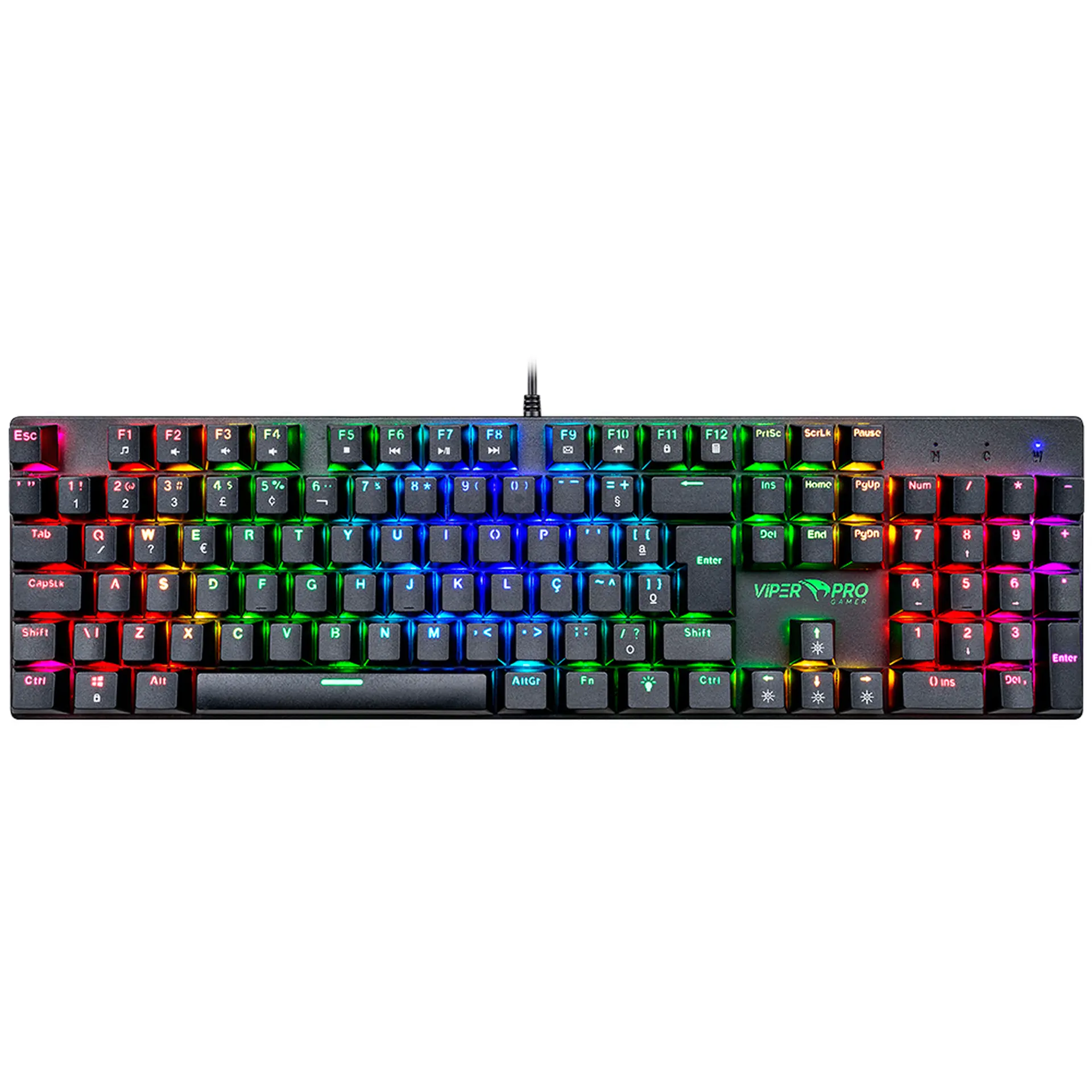 Teclado Gamer Viper Pro Mamba Mecânico Blue Switch Com RGB ABNT2 - Azul - Bivolt
