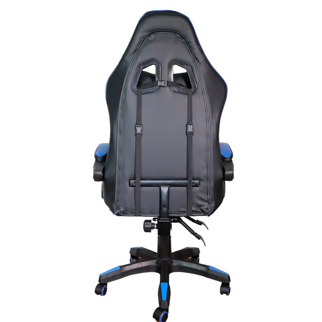 Cadeira Gamer Giratória Preto e Azul com Braço Ajuste de Altura e Encosto Reclinável Yakao - GC007Blue