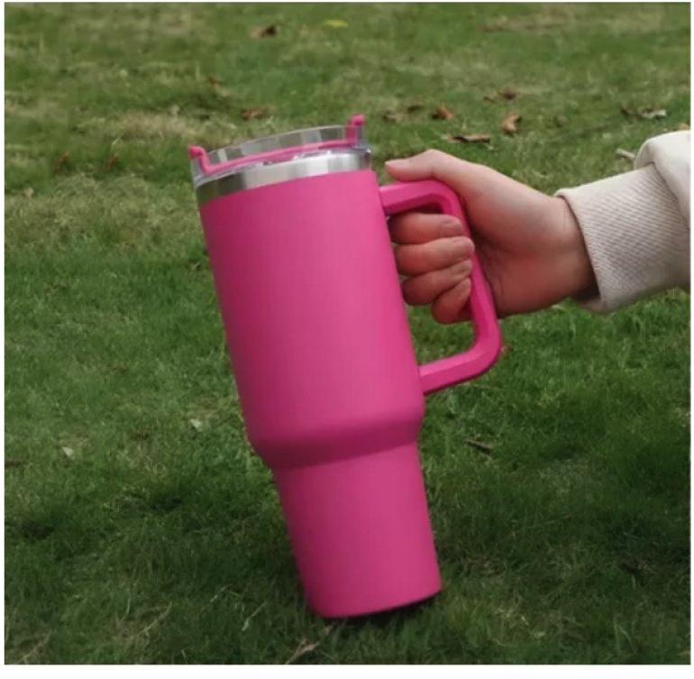 Garrafa Copo Térmico 1200 ml Aço Inox com Tampa e Canudo Rosa