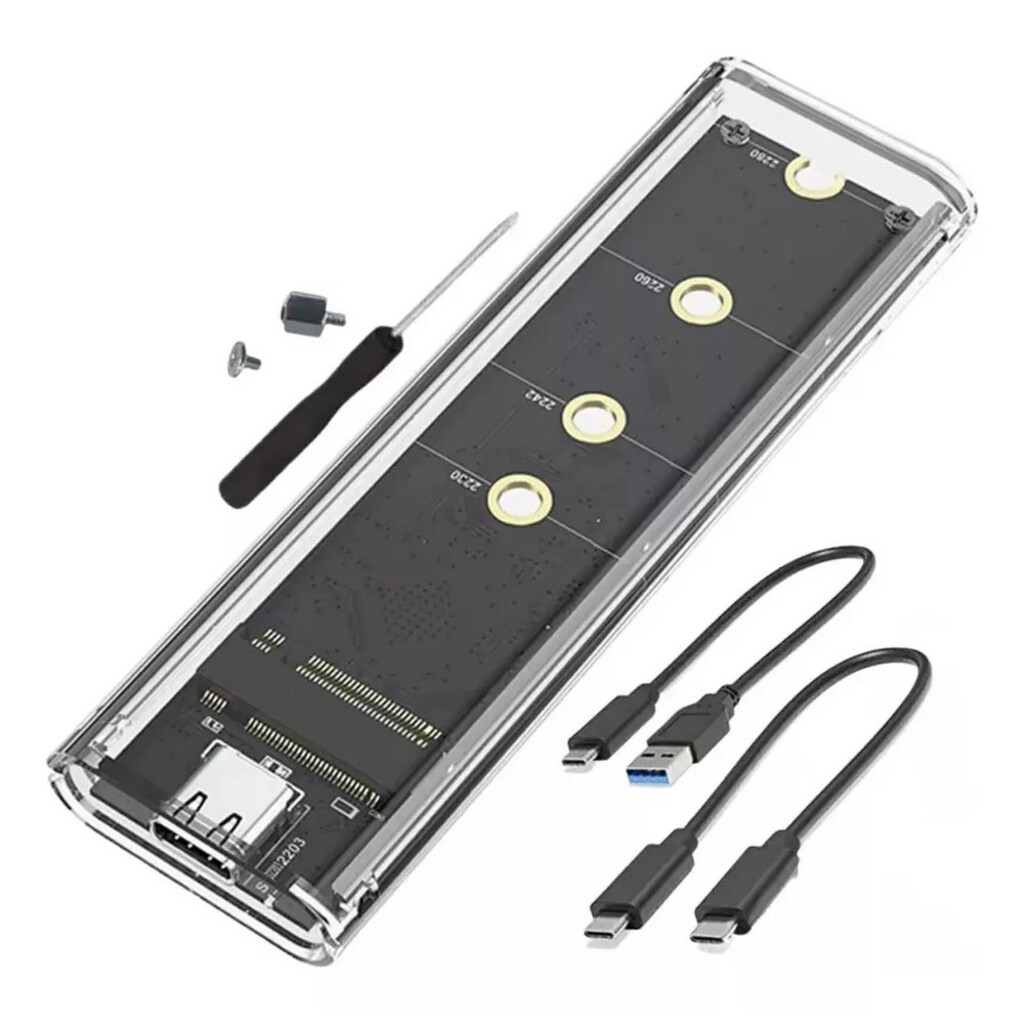 Gaveta Externa Case para SSD M.2 NVME ou NGFF para Type-C 3.0 Transparente F3 - 402