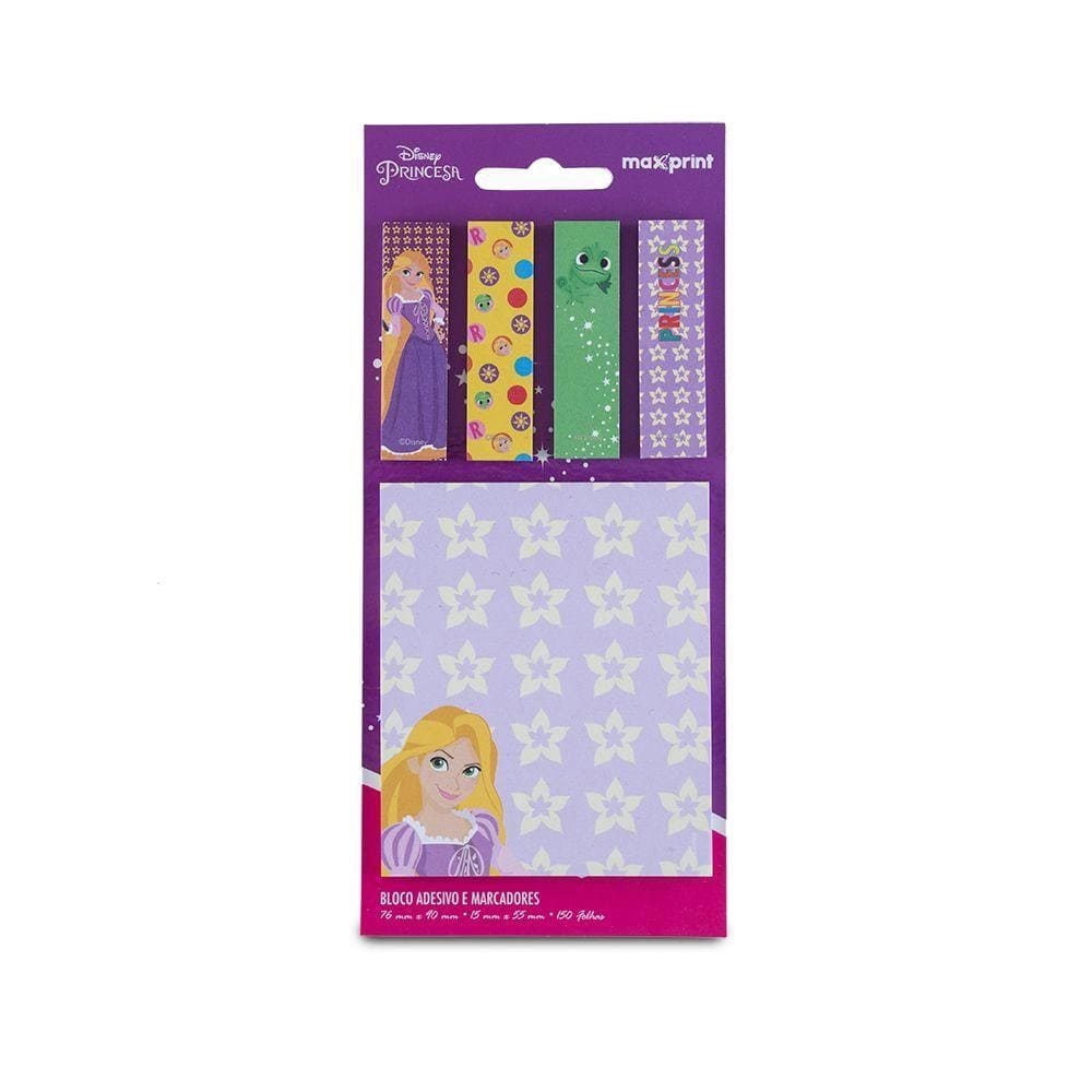 Bloco Adesivo e Marcadores Maxprint Rapunzel 76x90mm com 150 Folhas