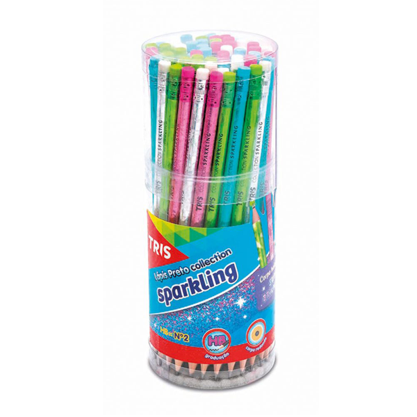 Lápis Preto TRIS com Borracha Coleção Sparkling Estampas Unidade Sortidas