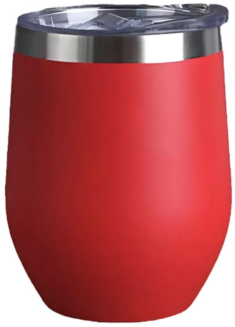 Copo Térmico Cuia 350 ml Aço Inox com Tampa Vermelho