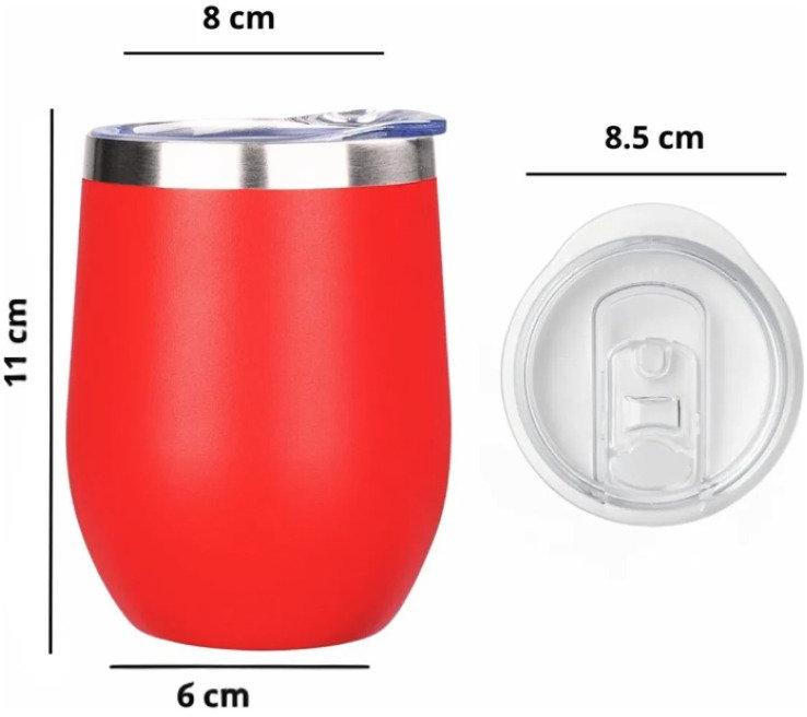 Copo Térmico Cuia 350 ml Aço Inox com Tampa Vermelho