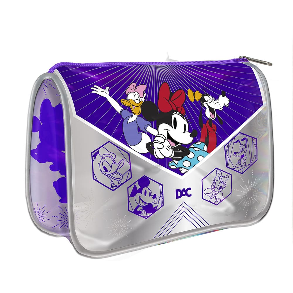Estojo Escolar Grande Formato Canoa Disney 100 Coleção Especial em PVC Cristal com Zíper