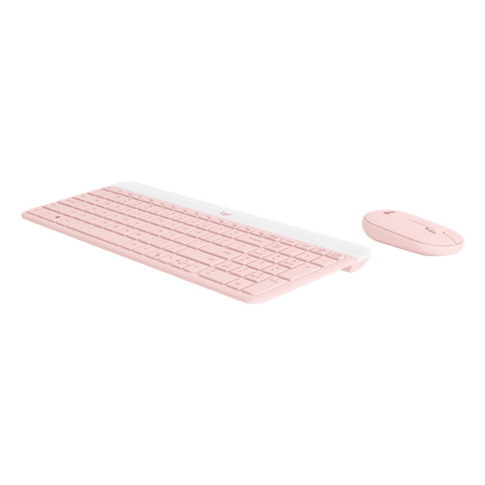 Kit Teclado + Mouse sem Fio Multimídia Logitech MK470 1000dpi Rosa Branco 920011313