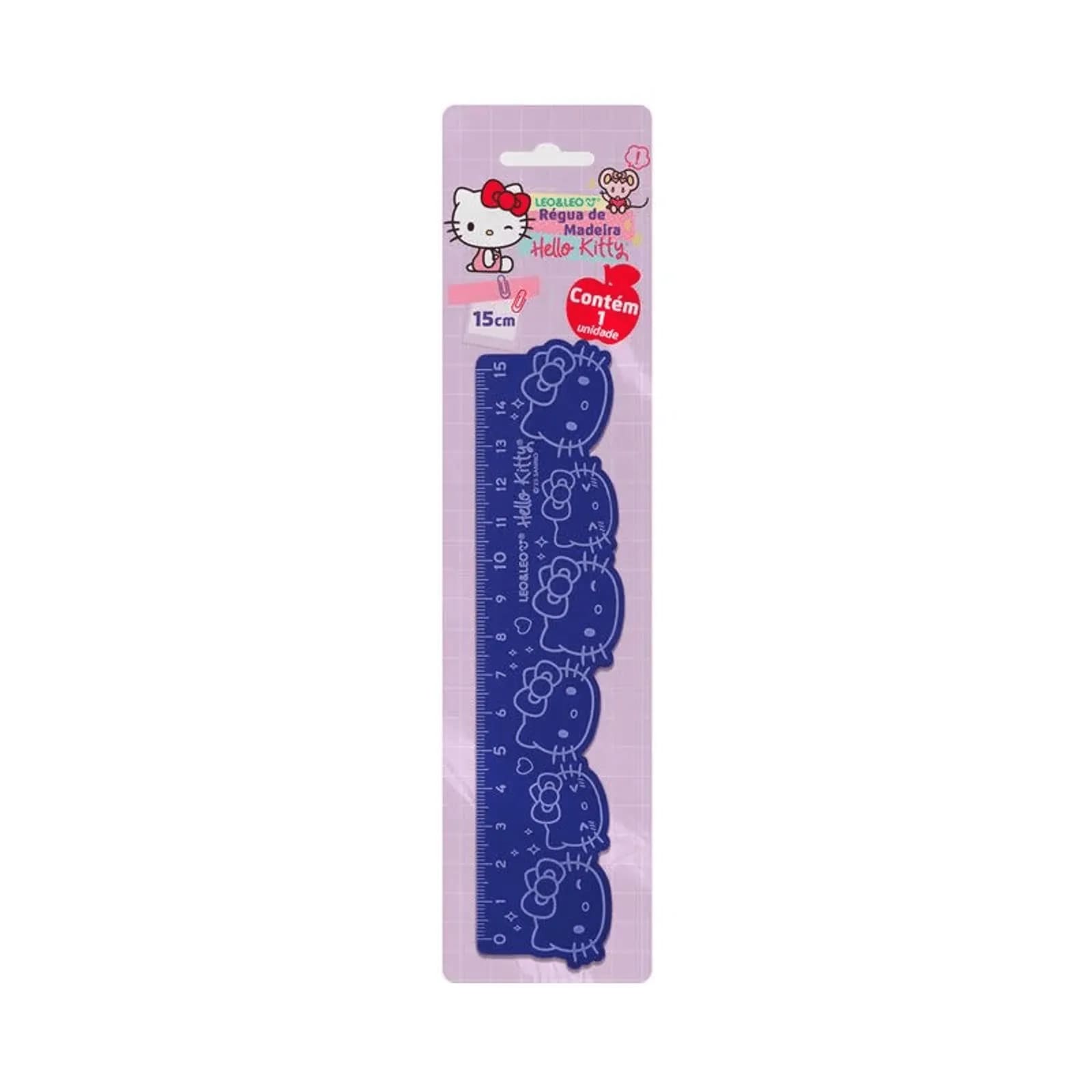 Régua Leo e Leo de Madeira Hello Kitty15cm Unidade