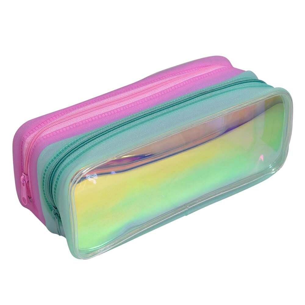 Estojo Escolar DAC Holográfico em Cristal Duplo Neon