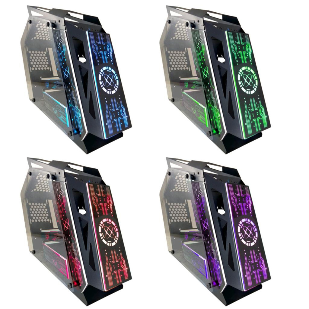 Gabinete Gamer GS Lumine Pixxo Preto sem Fonte e Cooler Led RGB com Lateral de Vidro - LKL06P