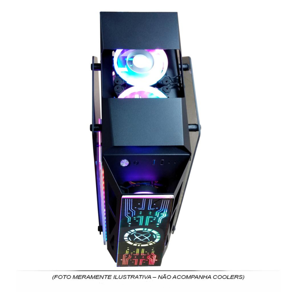Gabinete Gamer GS Lumine Pixxo Preto sem Fonte e Cooler Led RGB com Lateral de Vidro - LKL06P