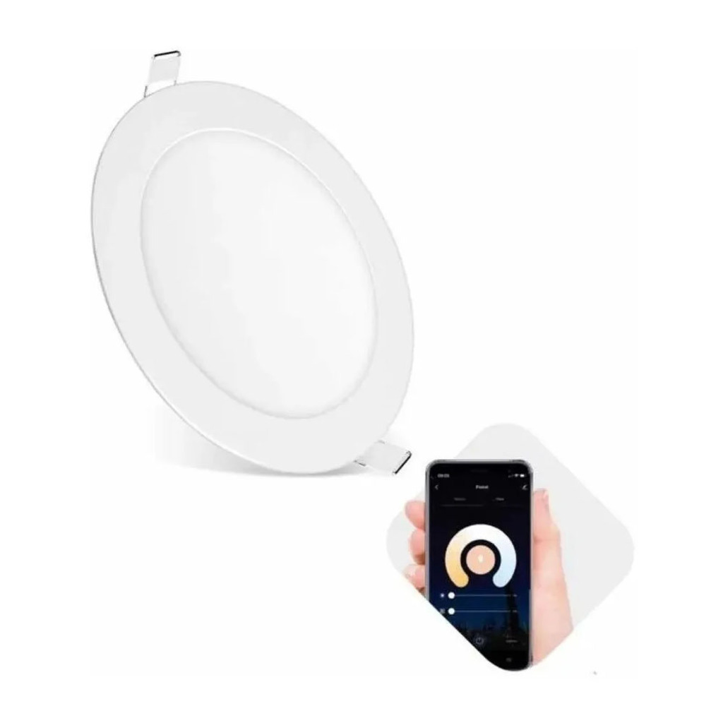 Luminária Plafon 18W LED Smart Wi-Fi Redonda 220x15mm de Embutir Bivolt Elgin - 48D18WERWIFI - Compativel com Alexa e Google Home
