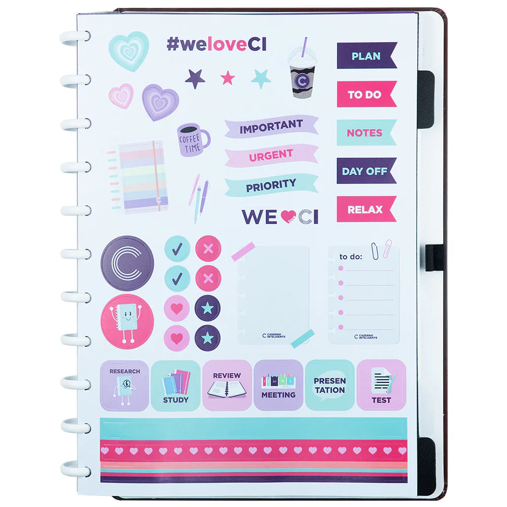 Caderno Inteligente Espresso Grande 60 Folhas com Pauta e 20 Folhas Lisas