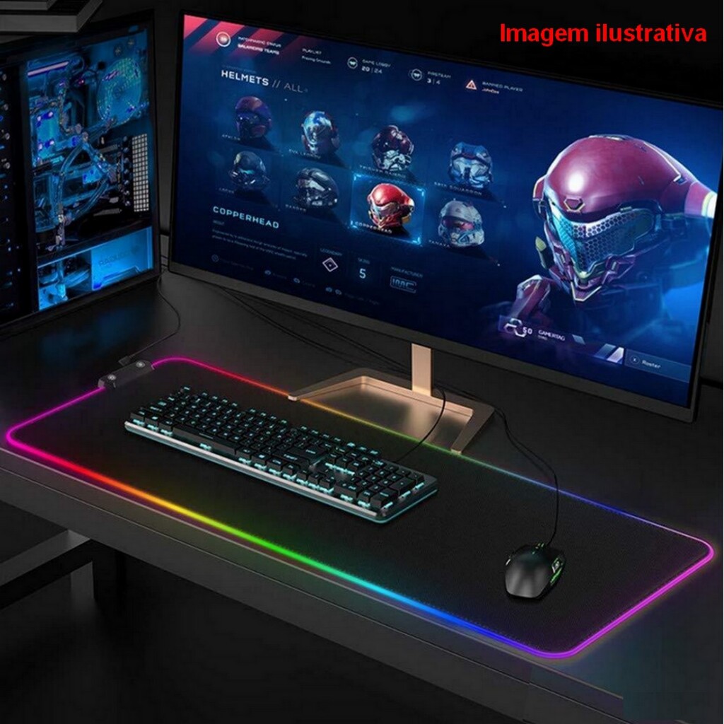 Mouse Pad Gamer Antiderrapante Tech Rgb Speed 800x300x0,4mm MP-LED3080 Exbom - 3308 - Vendido Unitário