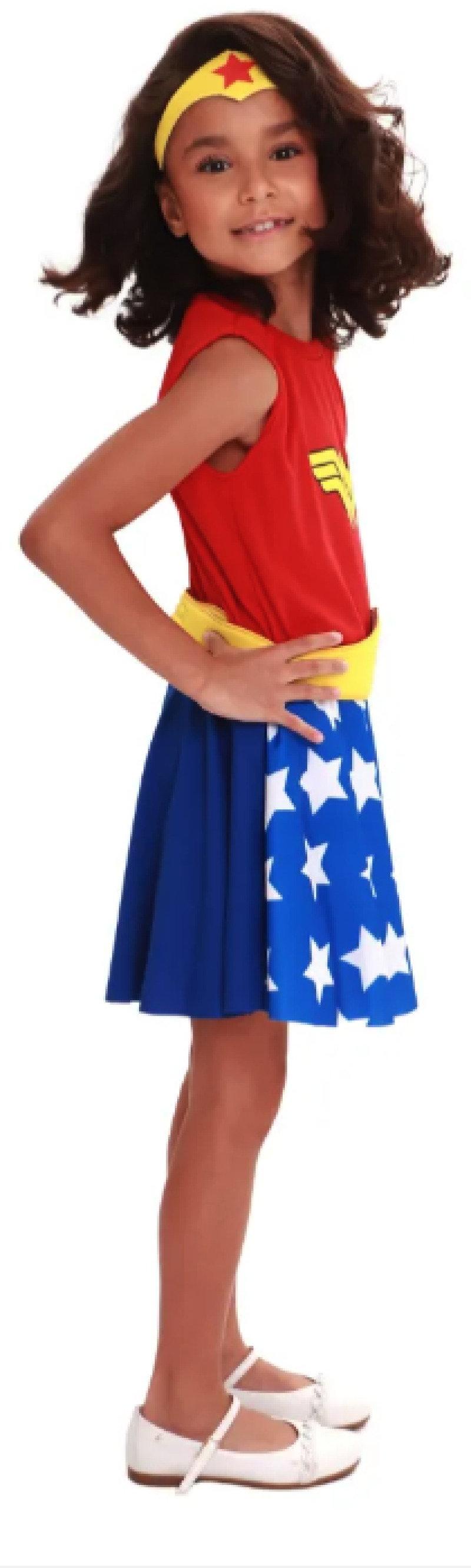 Fantasia Infantil Mulher Maravilha Tam P Clássica Super Magia