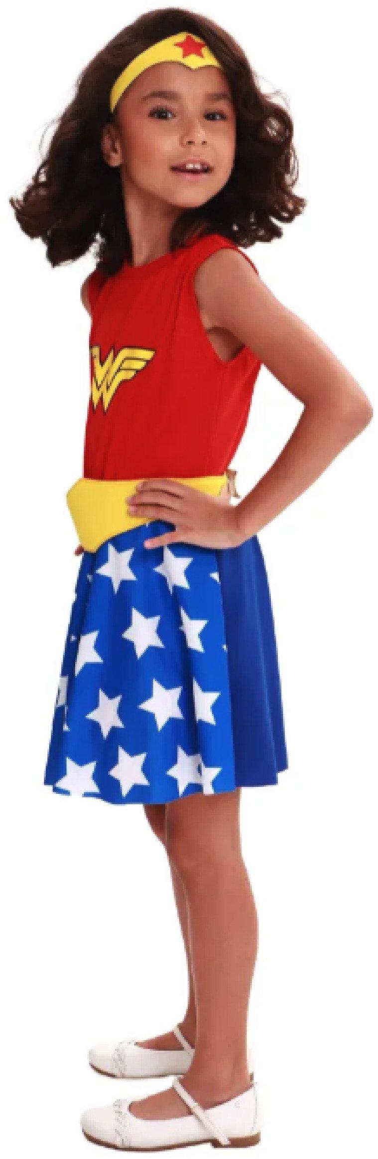 Fantasia Infantil Mulher Maravilha Tam P Clássica Super Magia