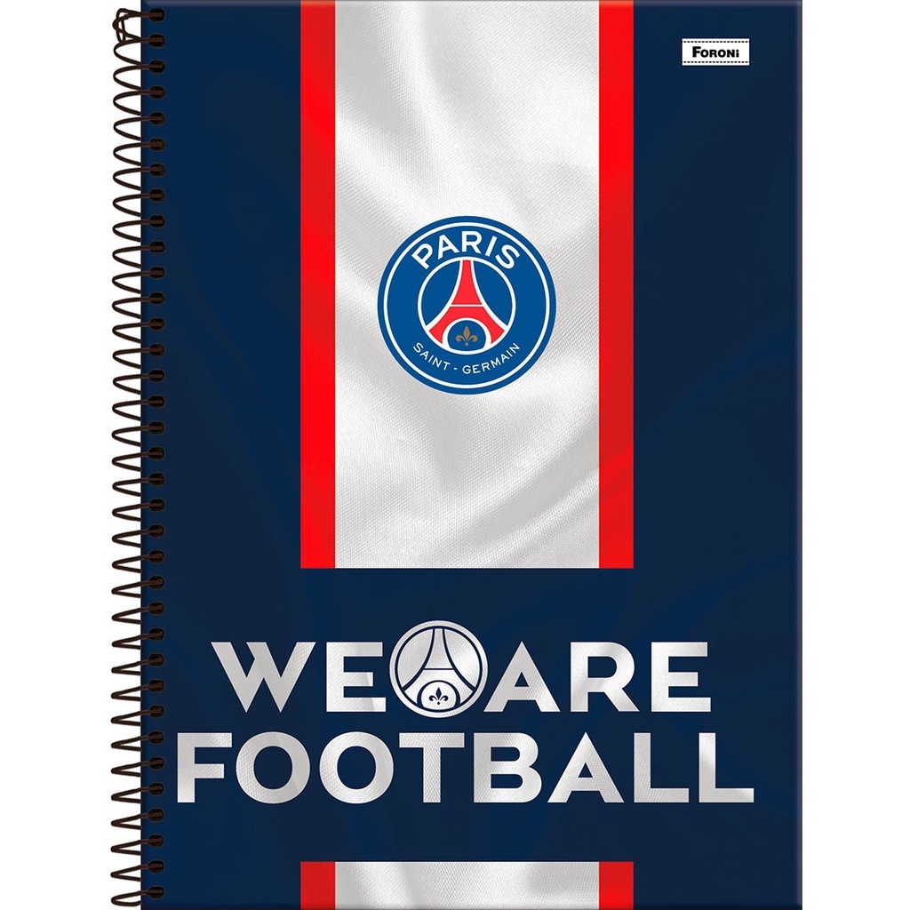 Caderno Universitário Foroni PSG Capa Dura 160 Folhas 10 Matéria Sortido