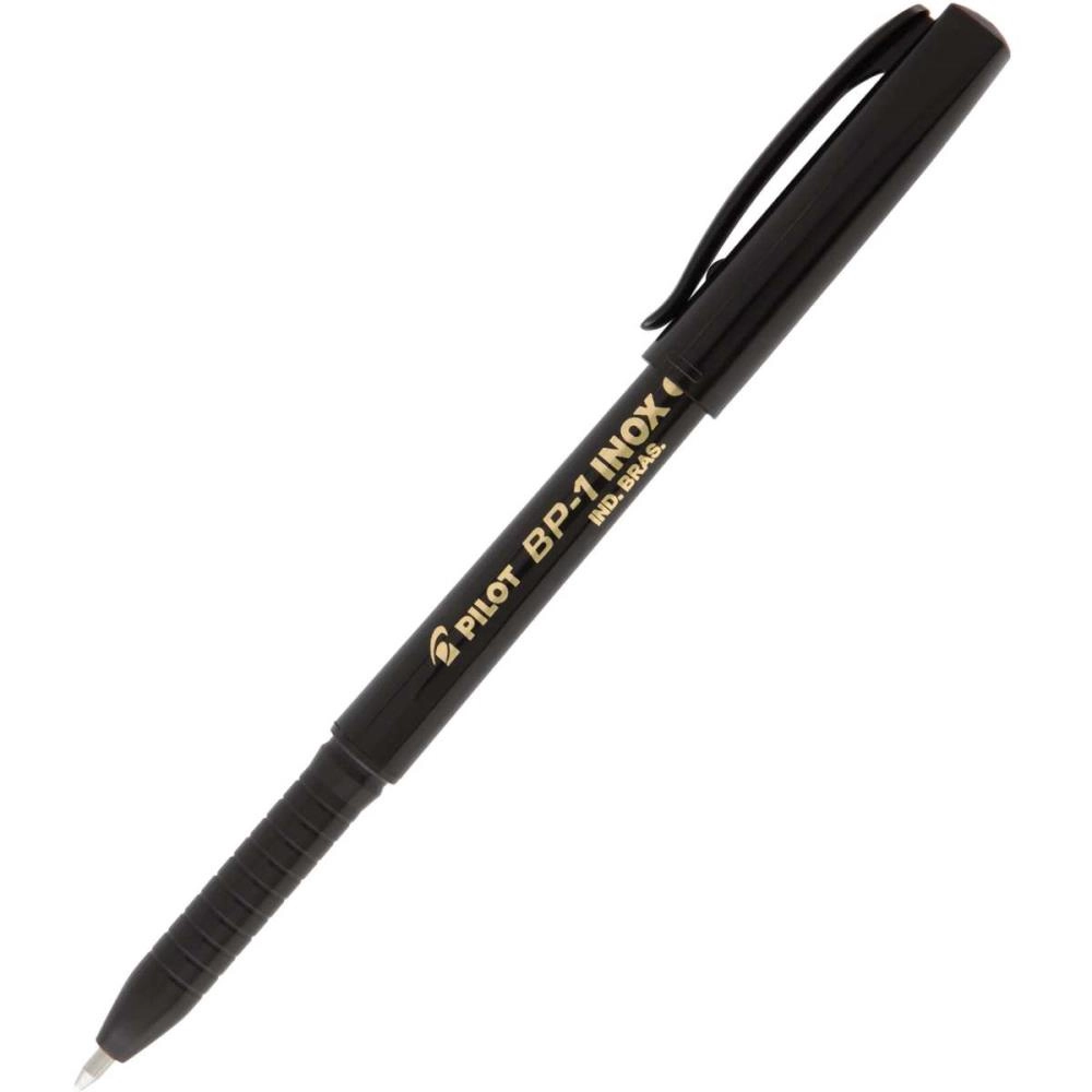 Caneta Esferográfica Pilot 1.0mm BP-1 Ponta de Aço Inox Preto