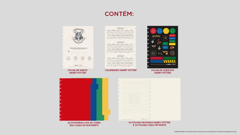Caderno Inteligente Harry Potter Grande 60 Folhas com Pauta e 20 Folhas Lisas