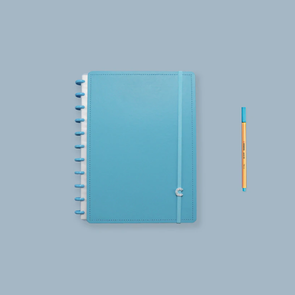 Caderno Inteligente All Blue Grande 60 Folhas com Pauta e 20 Folhas sem Pauta