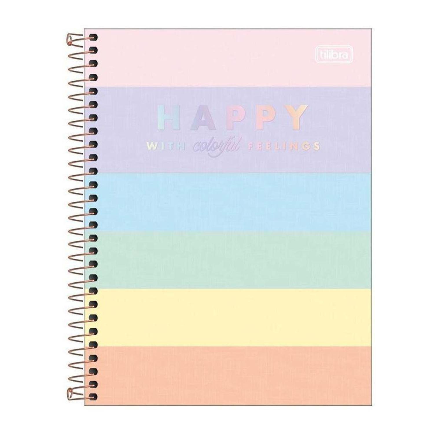 Caderno Universitário Tilibra Colegial Happy Colors 80 Folhas 1/1