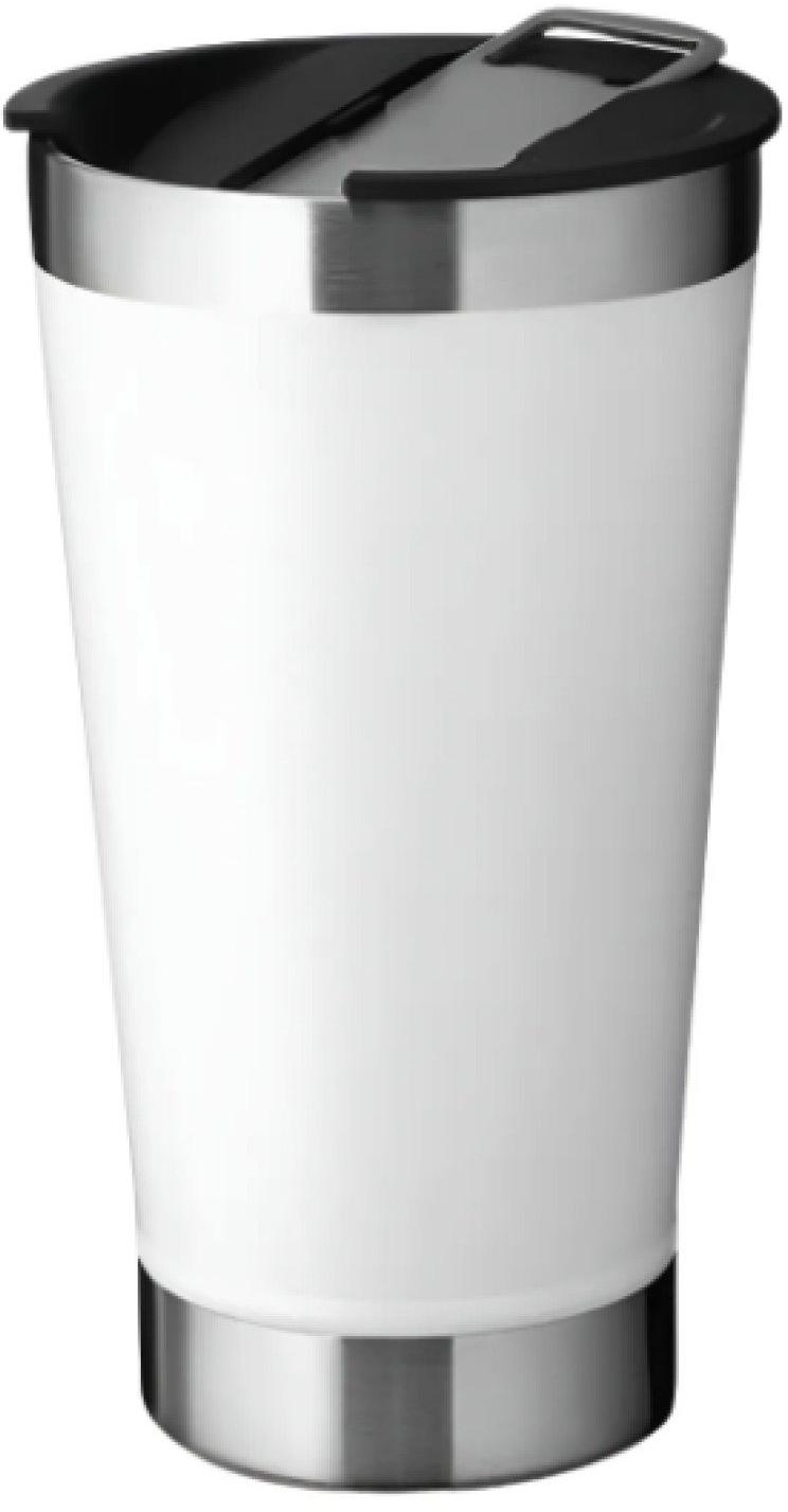 Copo Térmico 473 ml Aço Inox Com Tampa e Abridor Branco