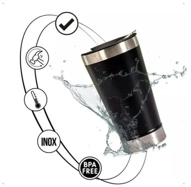 Copo Térmico 473 ml Aço Inox Com Tampa e Abridor Branco