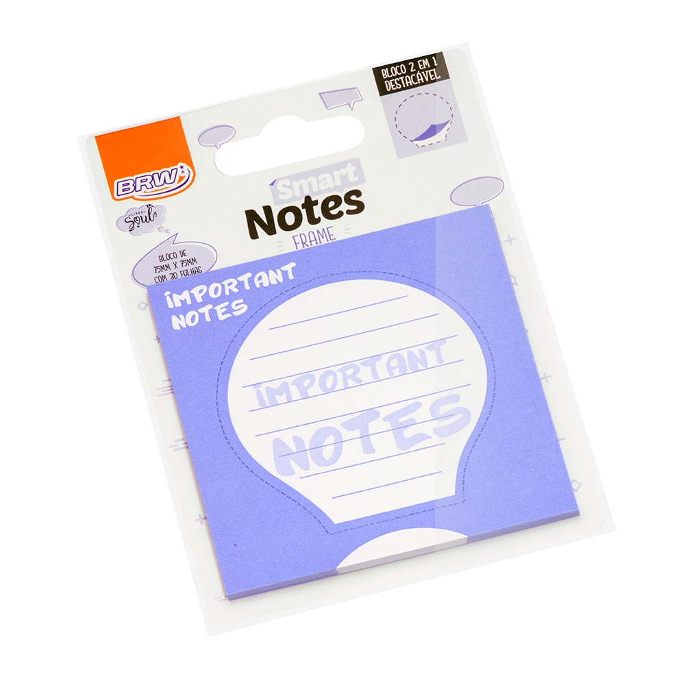 Bloco Adesivo BRW Smart Notes Frame 2em1 75x75mm Azul
