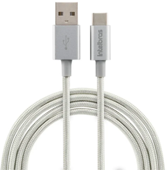 Cabo USB - USB C Branco nylon 1,5m Intelbras EUAC 15NB